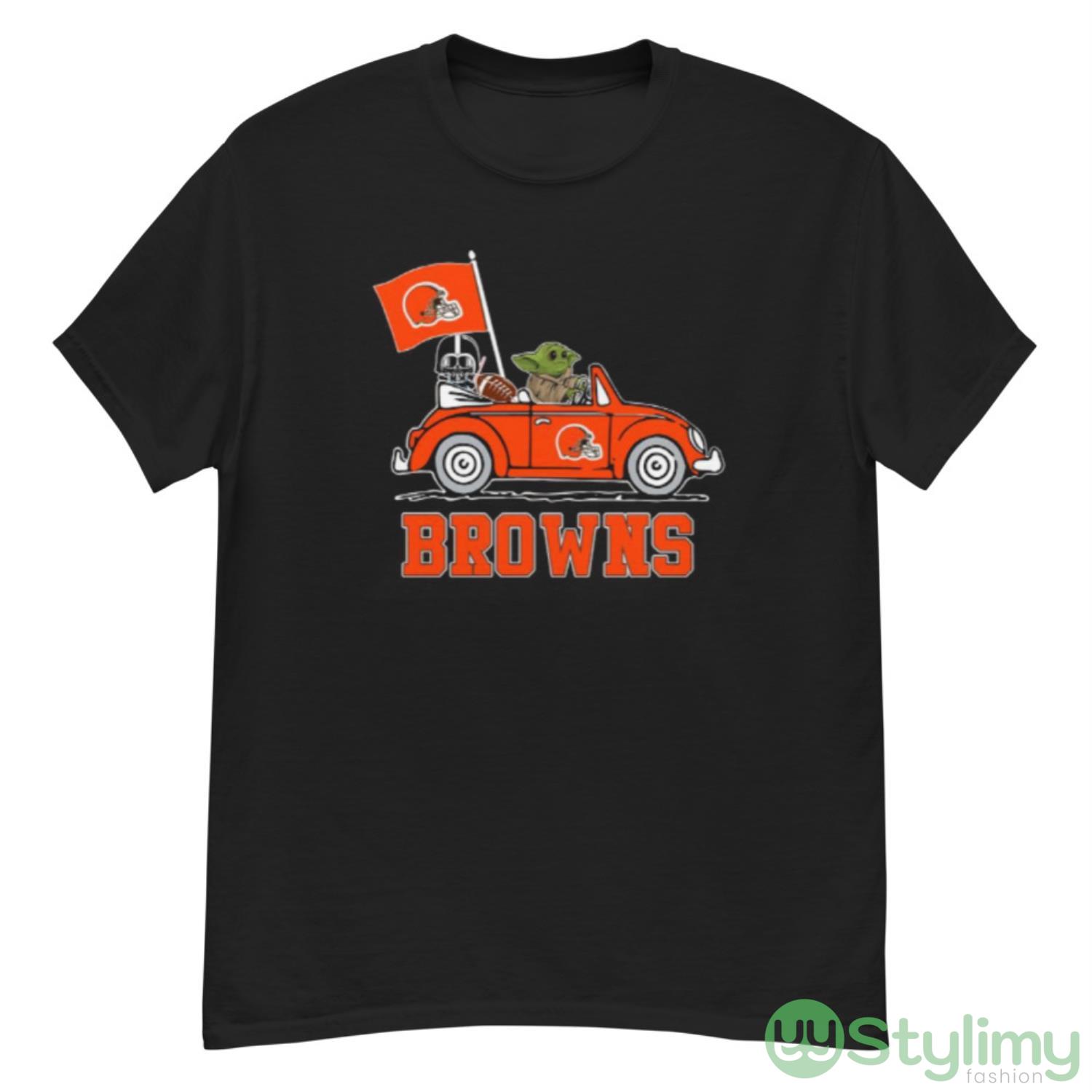 NFL Football Cleveland Browns Darth Vader Baby Yoda Driving Star Wars Shirt 7 NFL Football Cleveland Browns Darth Vader Baby Yoda Driving Star Wars Shirt - G500 Men’s Classic T-Shirt