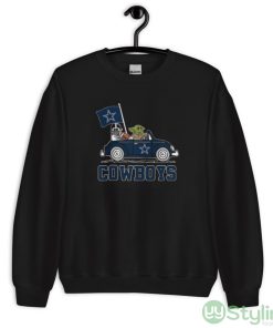 NFL Football Dallas Cowboys Darth Vader Baby Yoda Driving Star Wars Shirt - Unisex Crewneck Sweatshirt
