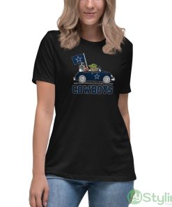 NFL Football Dallas Cowboys Darth Vader Baby Yoda Driving Star Wars Shirt - Women's Relaxed Short Sleeve Jersey Tee