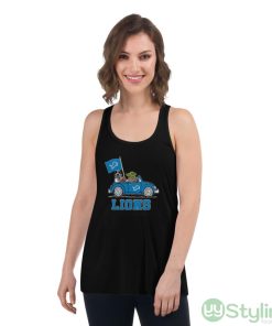 NFL Football Detroit Lions Darth Vader Baby Yoda Driving Star Wars Shirt - Women's Flowy Racerback Tank