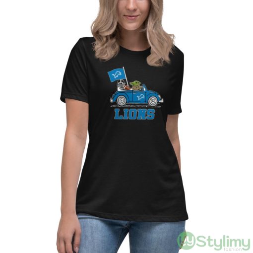 NFL Football Detroit Lions Darth Vader Baby Yoda Driving Star Wars Shirt