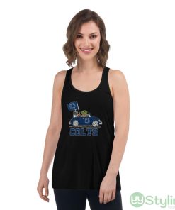 NFL Football Indianapolis Colts Darth Vader Baby Yoda Driving Star Wars Shirt - Women's Flowy Racerback Tank
