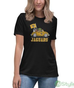 NFL Football Jacksonville Jaguars Darth Vader Baby Yoda Driving Star Wars Shirt - Women's Relaxed Short Sleeve Jersey Tee
