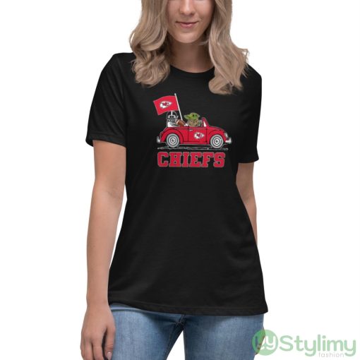 NFL Football Kansas City Chiefs Darth Vader Baby Yoda Driving Star Wars Shirt