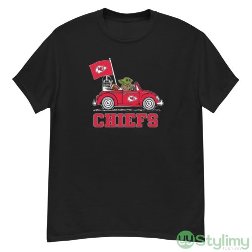 NFL Football Kansas City Chiefs Darth Vader Baby Yoda Driving Star Wars Shirt