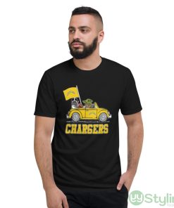 NFL Football Los Angeles Chargers Darth Vader Baby Yoda Driving Star Wars Shirt - Short Sleeve T-Shirt