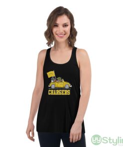 NFL Football Los Angeles Chargers Darth Vader Baby Yoda Driving Star Wars Shirt - Women's Flowy Racerback Tank