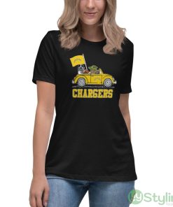 NFL Football Los Angeles Chargers Darth Vader Baby Yoda Driving Star Wars Shirt - Women's Relaxed Short Sleeve Jersey Tee