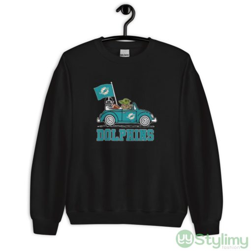 NFL Football Miami Dolphins Darth Vader Baby Yoda Driving Star Wars Shirt