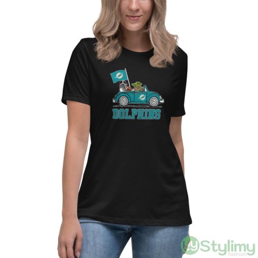 NFL Football Miami Dolphins Darth Vader Baby Yoda Driving Star Wars Shirt