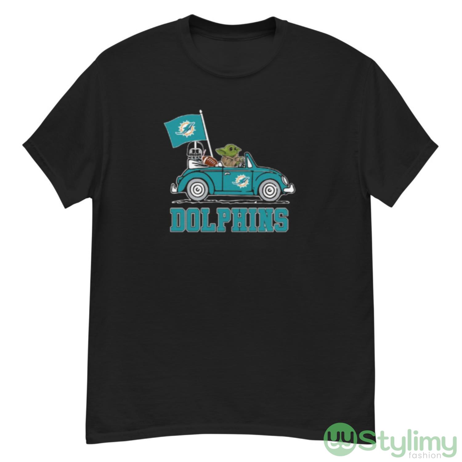NFL Football Miami Dolphins Darth Vader Baby Yoda Driving Star Wars Shirt 7 NFL Football Miami Dolphins Darth Vader Baby Yoda Driving Star Wars Shirt - G500 Men’s Classic T-Shirt