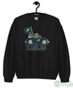 NFL Football Philadelphia Eagles Darth Vader Baby Yoda Driving Star Wars Shirt - Unisex Crewneck Sweatshirt
