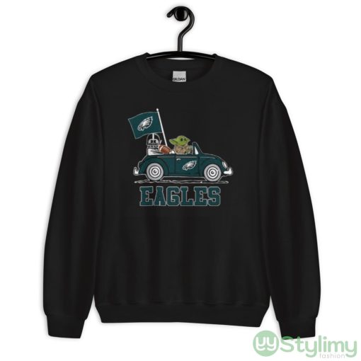 NFL Football Philadelphia Eagles Darth Vader Baby Yoda Driving Star Wars Shirt