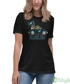NFL Football Philadelphia Eagles Darth Vader Baby Yoda Driving Star Wars Shirt - Women's Relaxed Short Sleeve Jersey Tee
