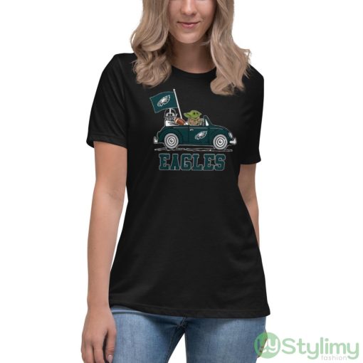 NFL Football Philadelphia Eagles Darth Vader Baby Yoda Driving Star Wars Shirt