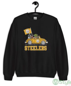 NFL Football Pittsburgh Steelers Darth Vader Baby Yoda Driving Star Wars Shirt - Unisex Crewneck Sweatshirt