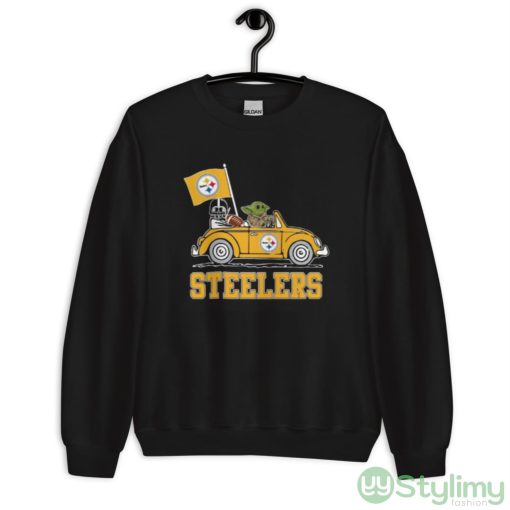 NFL Football Pittsburgh Steelers Darth Vader Baby Yoda Driving Star Wars Shirt