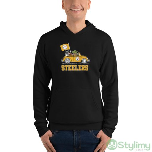 NFL Football Pittsburgh Steelers Darth Vader Baby Yoda Driving Star Wars Shirt