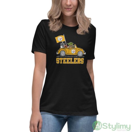 NFL Football Pittsburgh Steelers Darth Vader Baby Yoda Driving Star Wars Shirt