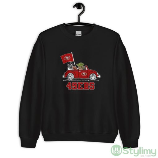 NFL Football San Francisco 49ers Darth Vader Baby Yoda Driving Star Wars Shirt
