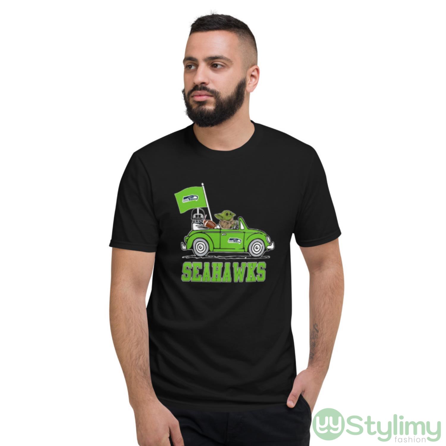 NFL Football Seattle Seahawks Darth Vader Baby Yoda Driving Star Wars Shirt 8 NFL Football Seattle Seahawks Darth Vader Baby Yoda Driving Star Wars Shirt - Short Sleeve T-Shirt