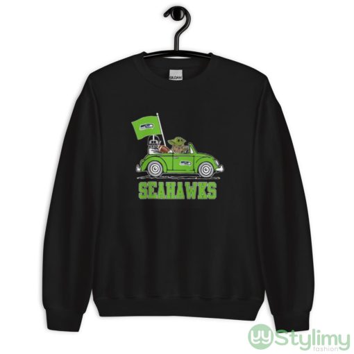 NFL Football Seattle Seahawks Darth Vader Baby Yoda Driving Star Wars Shirt