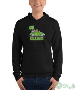 NFL Football Seattle Seahawks Darth Vader Baby Yoda Driving Star Wars Shirt - Unisex Fleece Pullover Hoodie
