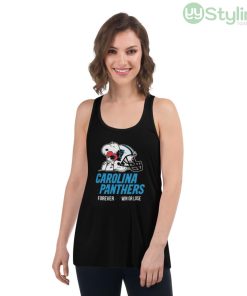 NFL The Peanuts Movie Snoopy Forever Win Or Lose Football Carolina Panthers Shirt - Women's Flowy Racerback Tank