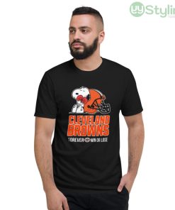 NFL The Peanuts Movie Snoopy Forever Win Or Lose Football Cleveland Browns Shirt - Short Sleeve T-Shirt