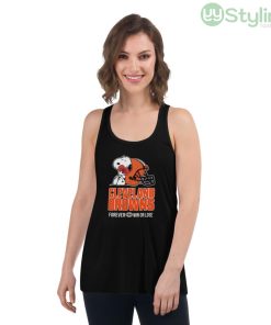 NFL The Peanuts Movie Snoopy Forever Win Or Lose Football Cleveland Browns Shirt - Women's Flowy Racerback Tank
