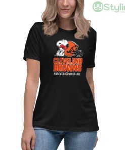 NFL The Peanuts Movie Snoopy Forever Win Or Lose Football Cleveland Browns Shirt - Women's Relaxed Short Sleeve Jersey Tee