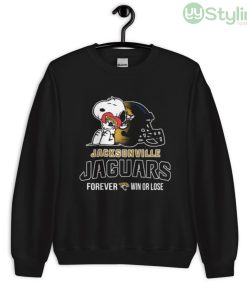 NFL The Peanuts Movie Snoopy Forever Win Or Lose Football Jacksonville Jaguars Shirt - Unisex Crewneck Sweatshirt