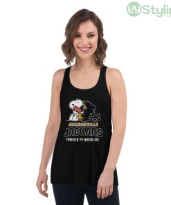 NFL The Peanuts Movie Snoopy Forever Win Or Lose Football Jacksonville Jaguars Shirt - Women's Flowy Racerback Tank