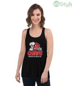NFL The Peanuts Movie Snoopy Forever Win Or Lose Football Kansas City Chiefs Shirt - Women's Flowy Racerback Tank