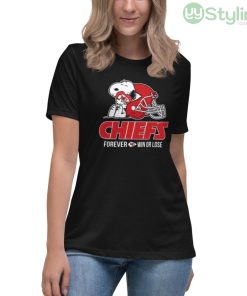 NFL The Peanuts Movie Snoopy Forever Win Or Lose Football Kansas City Chiefs Shirt - Women's Relaxed Short Sleeve Jersey Tee