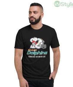 NFL The Peanuts Movie Snoopy Forever Win Or Lose Football Miami Dolphins Shirt - Short Sleeve T-Shirt