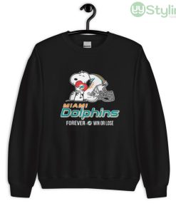 NFL The Peanuts Movie Snoopy Forever Win Or Lose Football Miami Dolphins Shirt - Unisex Crewneck Sweatshirt
