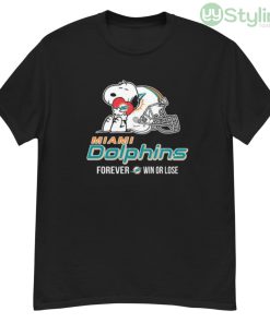 NFL The Peanuts Movie Snoopy Forever Win Or Lose Football Miami Dolphins Shirt - G500 Men’s Classic T-Shirt