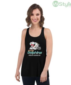 NFL The Peanuts Movie Snoopy Forever Win Or Lose Football Miami Dolphins Shirt - Women's Flowy Racerback Tank