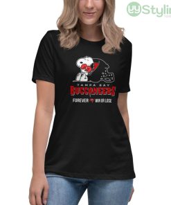 NFL The Peanuts Movie Snoopy Forever Win Or Lose Football Tampa Bay Buccaneers Shirt - Women's Relaxed Short Sleeve Jersey Tee
