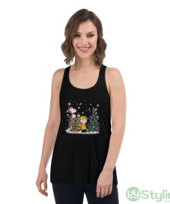NHL Boston Bruins Snoopy Charlie Brown Woodstock Christmas Stanley Cup Hockey Shirt - Women's Flowy Racerback Tank
