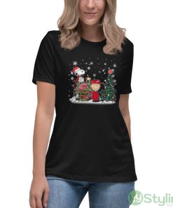 NHL Detroit Red Wings Snoopy Charlie Brown Woodstock Christmas Stanley Cup Hockey Shirt - Women's Relaxed Short Sleeve Jersey Tee