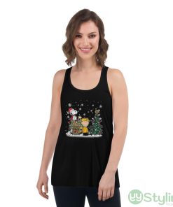 NHL Pittsburgh Penguins Snoopy Charlie Brown Woodstock Christmas Stanley Cup Hockey Shirt - Women's Flowy Racerback Tank
