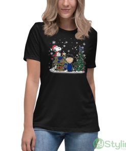 NHL St.Louis Blues Snoopy Charlie Brown Woodstock Christmas Stanley Cup Hockey Shirt - Women's Relaxed Short Sleeve Jersey Tee