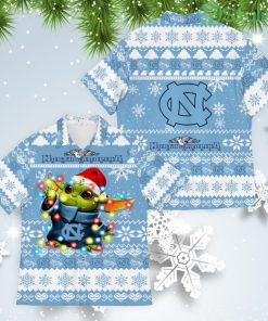 North Carolina Tar Heels Baby Yoda Star Wars American Ugly Christmas Sweater Pattern Hawaiian Shirt Product Photo 1