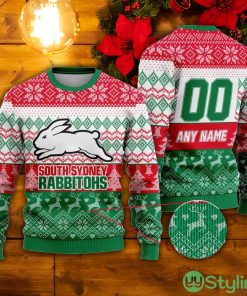 NRL South Sydney Rabbitohs Custom Name & Number Ugly Christmas Sweater Product Photo 1