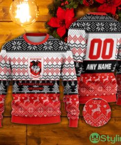 NRL St. George Illawarra Dragons Custom Name & Number Ugly Christmas Sweater Product Photo 1