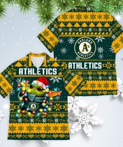Oakland Athletics Baby Yoda Star Wars American Ugly Christmas Sweater Pattern Hawaiian Shirt Product Photo 1