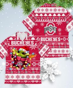 Ohio State Buckeyes Baby Yoda Star Wars American Ugly Christmas Sweater Pattern Hawaiian Shirt Product Photo 1