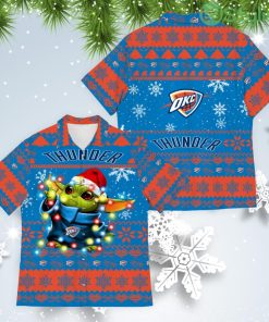 Oklahoma City Thunder Baby Yoda Star Wars American Ugly Christmas Sweater Pattern Hawaiian Shirt Product Photo 1